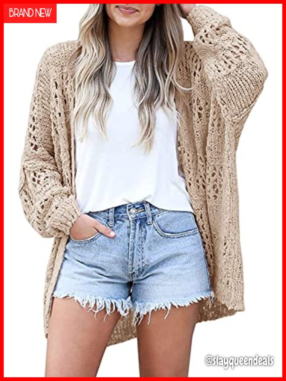 Crochet Knit Open Front Cardigan Women Lightweight Summer Spring Sweater